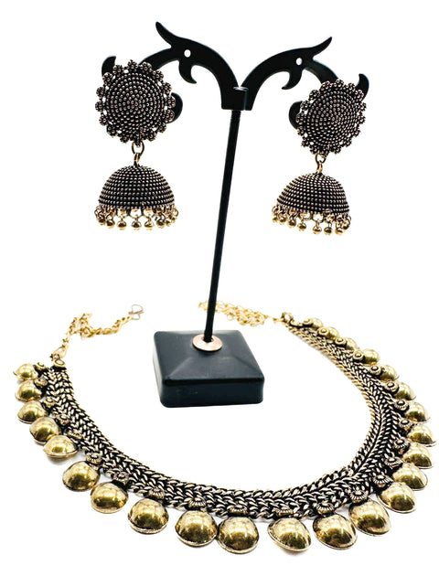 Beautiful Oxidised Necklace with Earrings