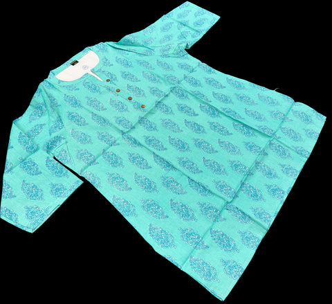 Pure Cotton based Printed short Kurti for girls /Ladies (Size 38 - length 28 inches, Size 42 ,46, 48 length -31 inches)sleeves 17 inch