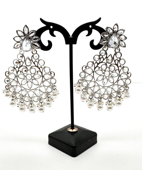 Polki stone beautiful earrings with pearls hanging