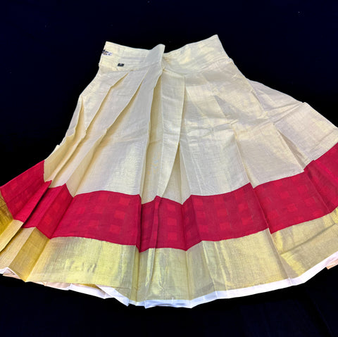 Gold Tissue based kids (Girls)Onam Special blouse and Skirt set