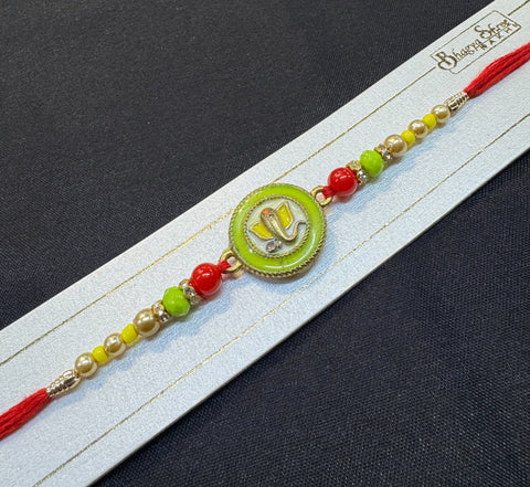 Ganesha design Meenakari work Beautiful Stone Work Rakhi in nice box pack