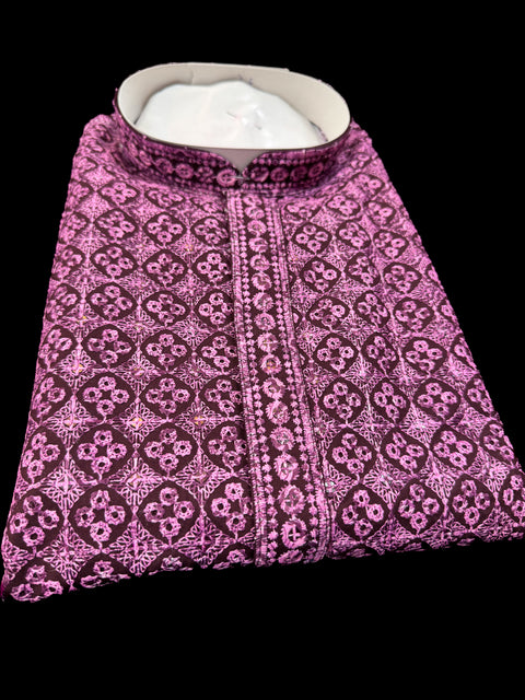 Pure Rayon Based Beautiful Embroidery Work At Front And Back With Sequins Work Designer Kurta & cream Pajama