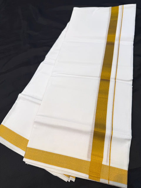 Woven Cotton Kerala Mundu / Dhoti in White ( 3.8 mtrs )