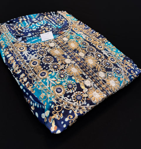 Pure Rayon base embroidered work  kurti
