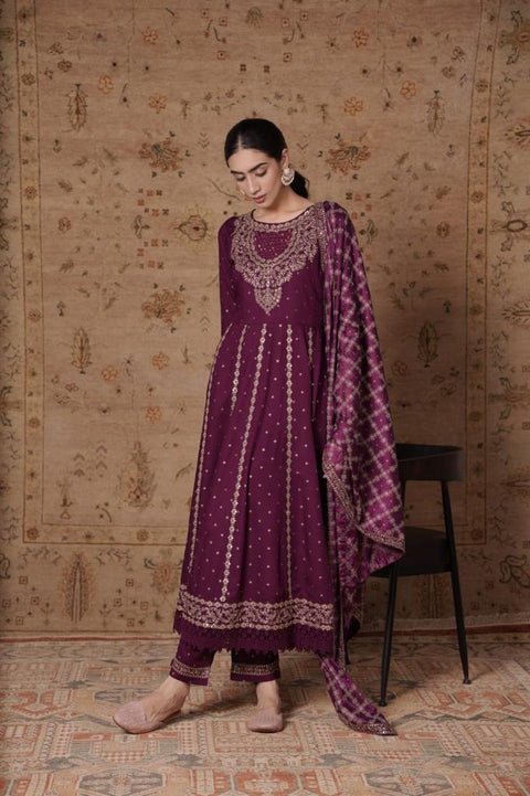 Pure & Soft Rayon Based Designer Embroidered & Mirror work Kurti With Plazo Pants & Dupatta