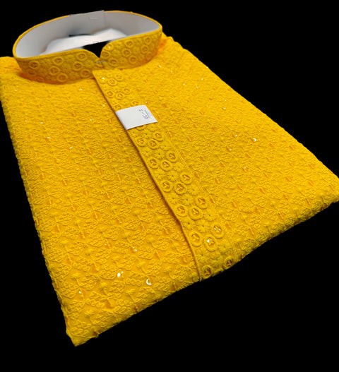 Pure and Soft Rayon based Heavy embroidery with sequined work designer Kurta with white Pajama