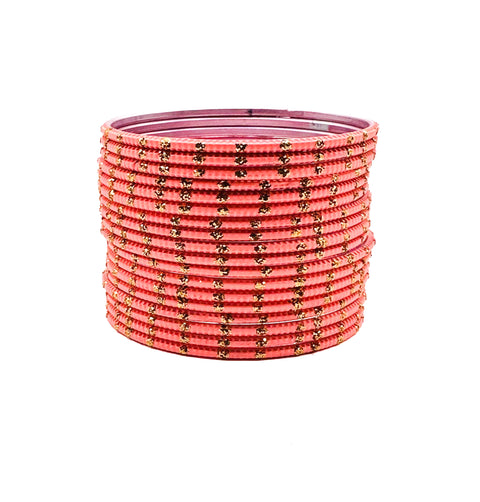 Peach color kids plain Metal bangles (2 dozen in one pack)