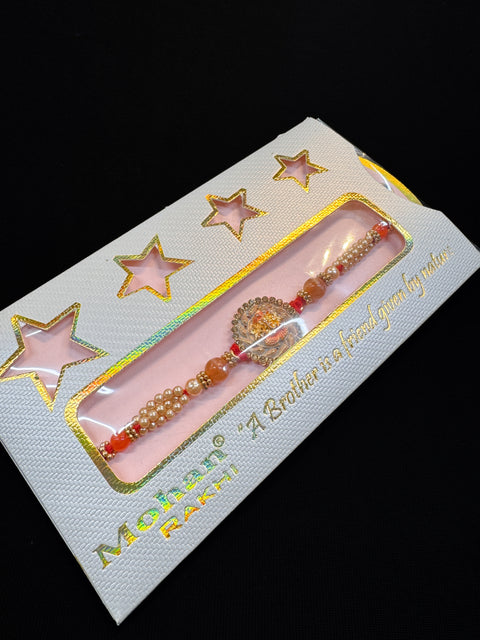 Beautiful Stone Work Rakhi in nice pack gift card