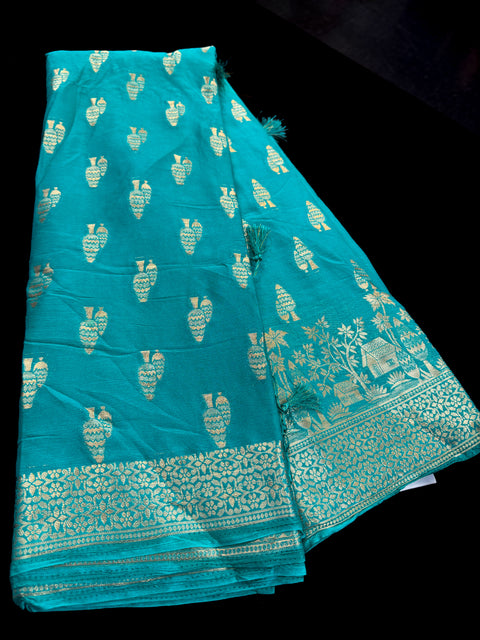 Pure chiffon based Beautiful zari work Banarasi look Saree
