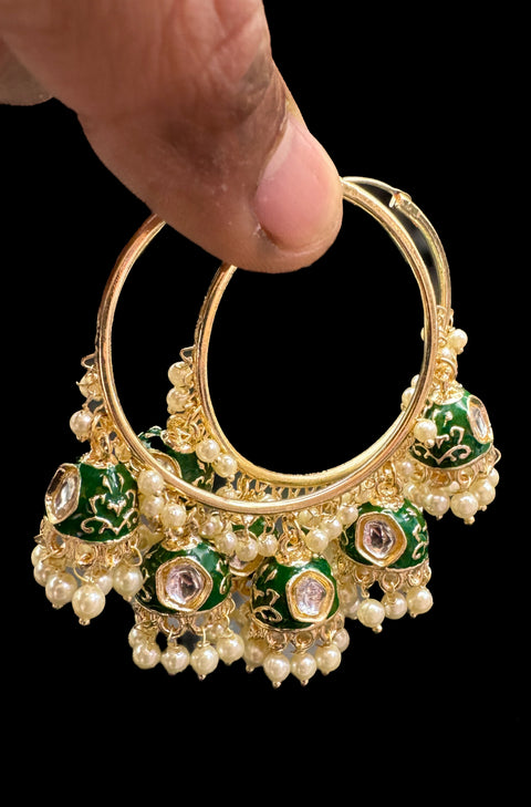 Meenakari work Beautiful pearls & kundan work jhumka balian