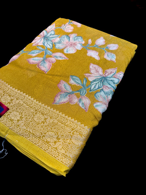 Pure chiffon based Beautiful floral print  Saree