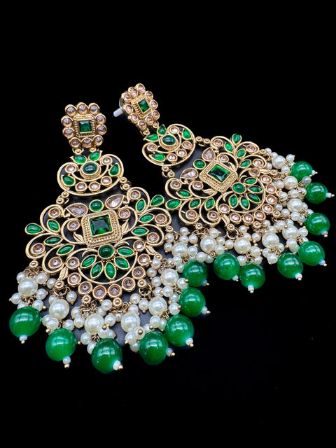 Original Polki with beautiful pearls heavy look Earrings with lite weight