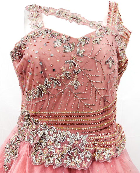 Netting Based Beautiful Mirror & Stone Work Designer Party Gown