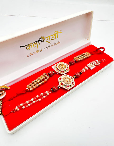 Bhai Bhabhi Pair Beautiful  pearl work Rakhi In Beautiful Box Packing