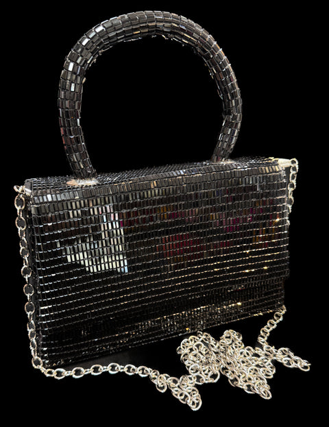 Crystals Handwork designer hand bag with handle to carry with chain inside the clutch (can be attached or detached)