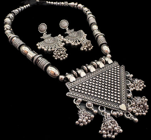 Beautiful work oxidised Necklace with earrings