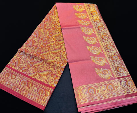 Beautiful Soft Silk Saree With Contrast Zari Border And Contrast Plain Blouse