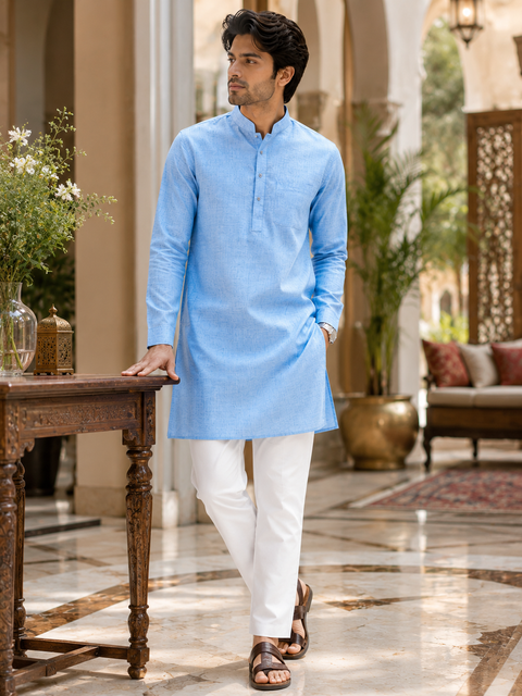 Cotton kurta with pajama pants (slight variation in color and design is possible )