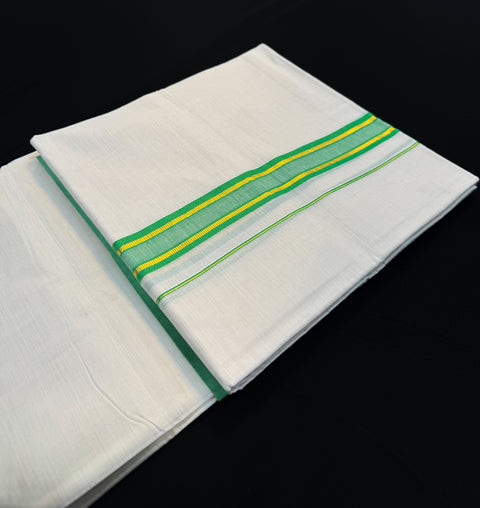 Woven Cotton Kerala Mundu / Dhoti in Off White ( 4 mtrs )