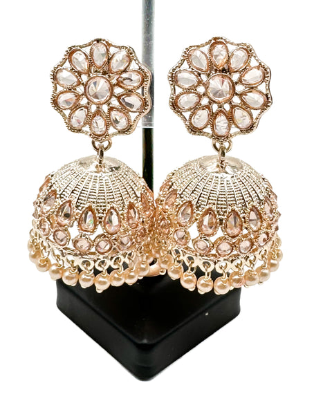 Original Polki stone with pearls hanging Jhumka