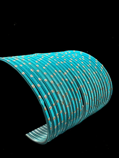 Golden Shimmer dotted metal bangles 2 dozen in 1 Set