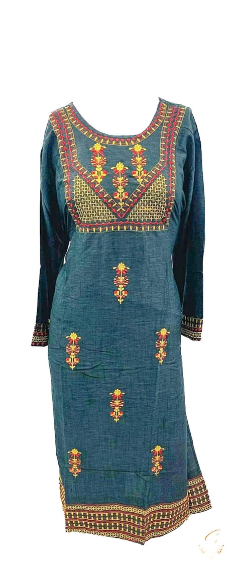 pure rayon based embroidered kurti