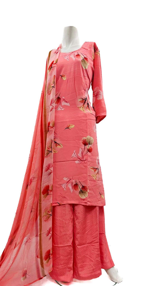 Crepe silk based floral printed Plazo Suit