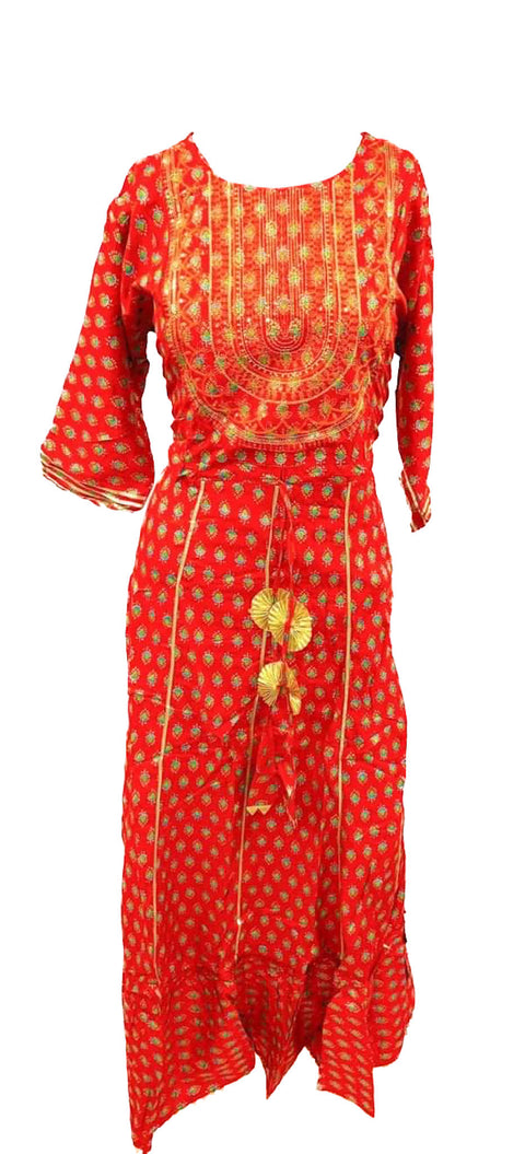 colour cotton based printed flared kurti