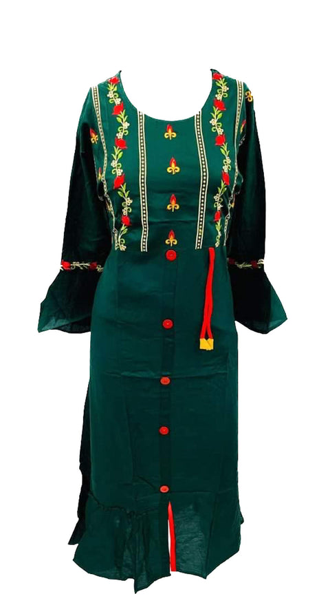 Pure rayon based embroiderey work kurti