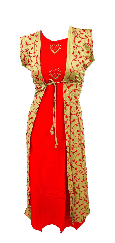 rayon based embroidered jacket (not attached to kurti) flared kurti