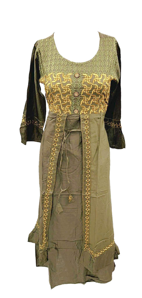 pure rayon based embroidered front cut style flared kurti