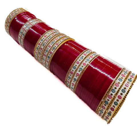 BEautiful Cherry Red Colour Dotted Bridal Churra