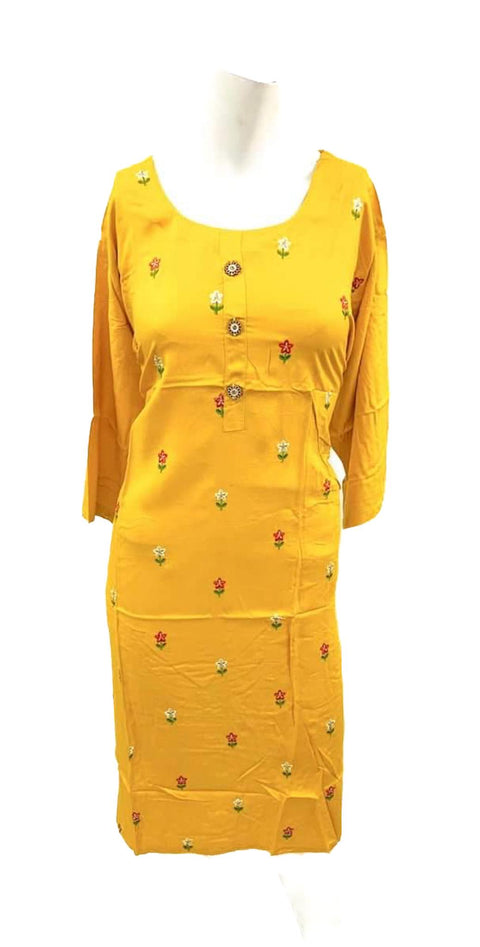 pure rayon based embroidered kurti