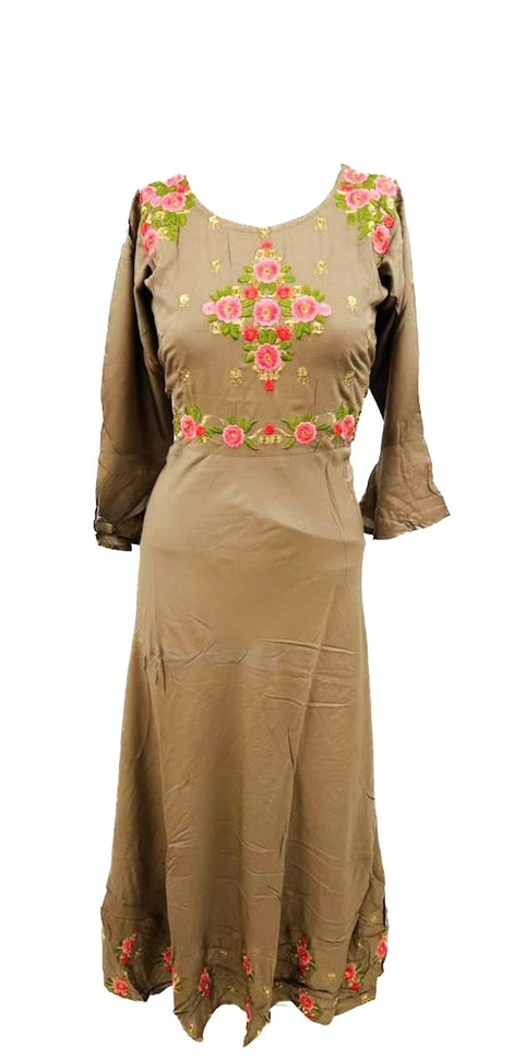 rayon based embroidred flared kurti