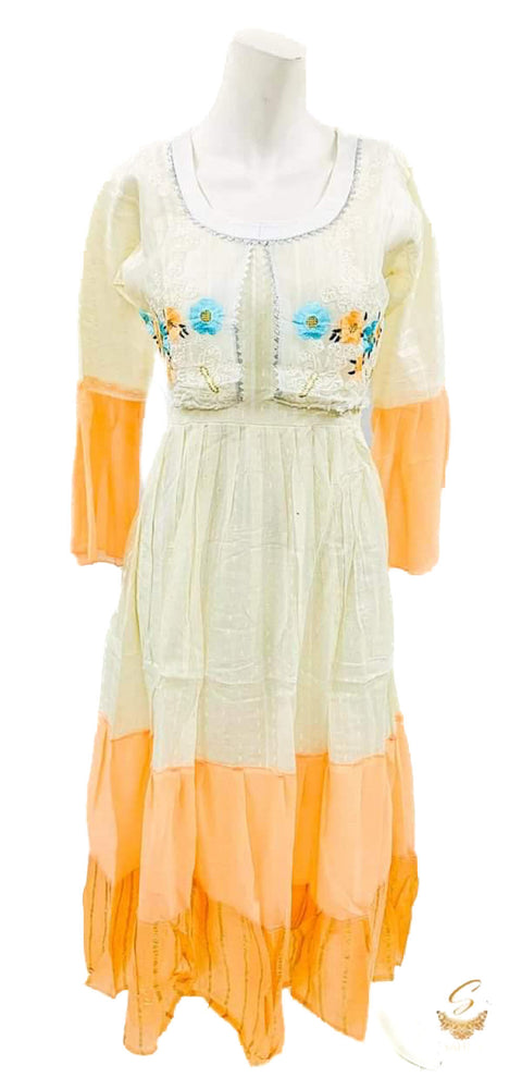 khadi cotton based organza embroidered attached jacket style flare designer kurti