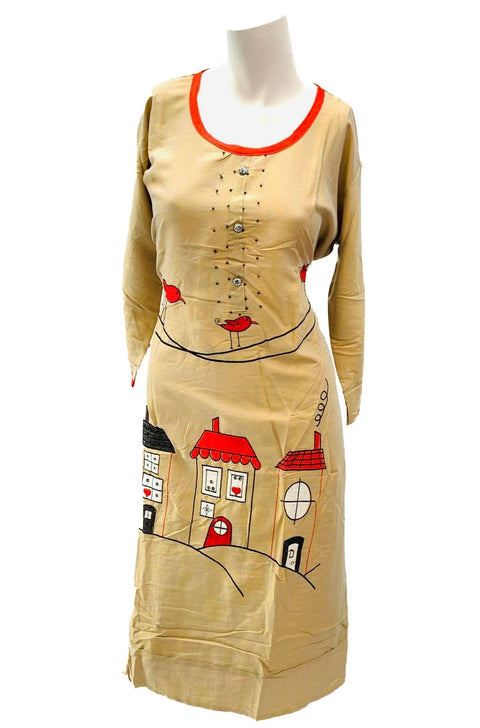 Cotton rayon kurti with side cut