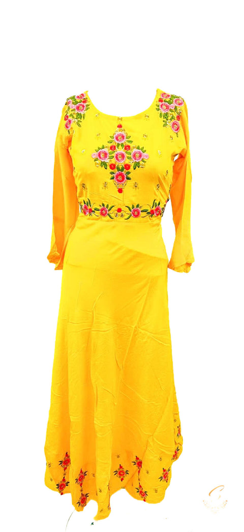 rayon based embroidred flared kurti