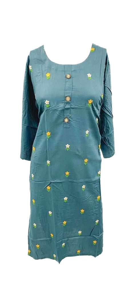 pure rayon based embroidered kurti