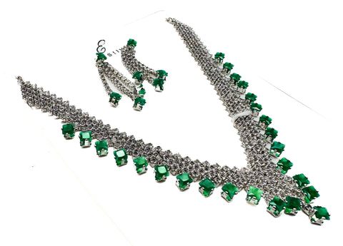 Green Crystals work small size Necklace set