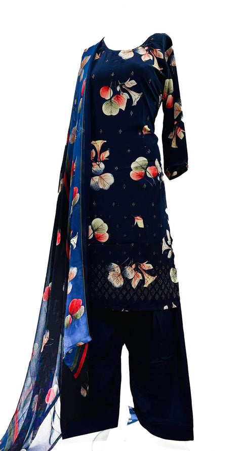 Crepe silk based floral printed salwar Suit