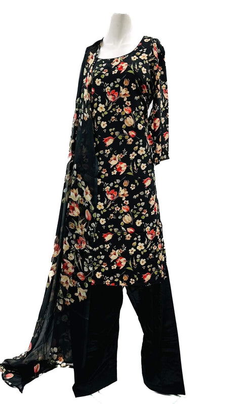Crepe silk based floral printed salwar Suit