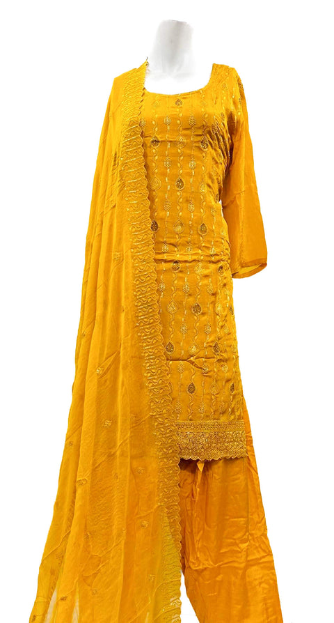 Georgette silk based all over embroidery work salwar suit