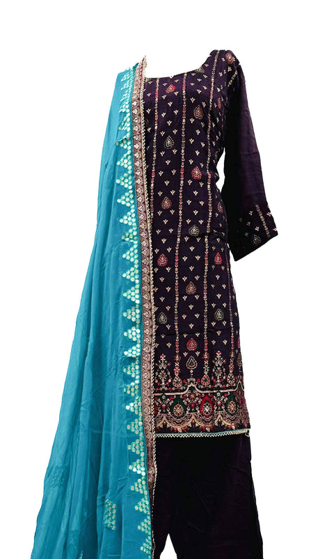 Silk based brocade print work with stones Salwar Suit