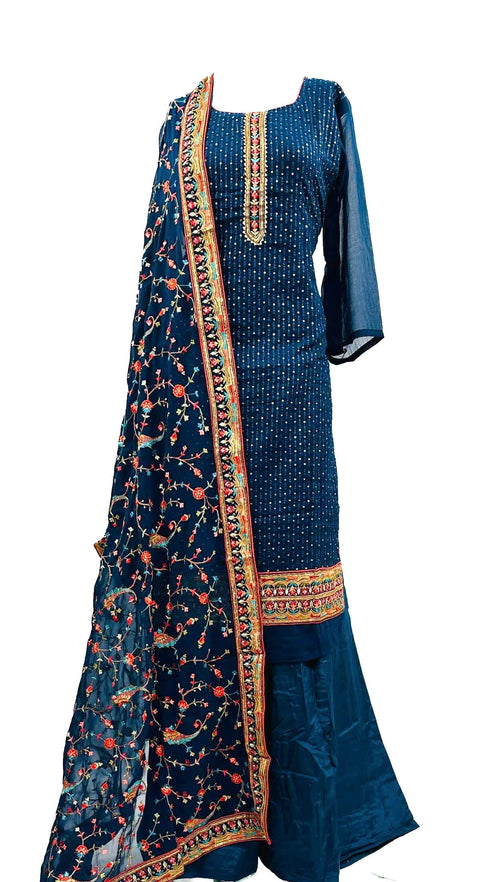 Pure georgette based embroidery work Plazo Suit