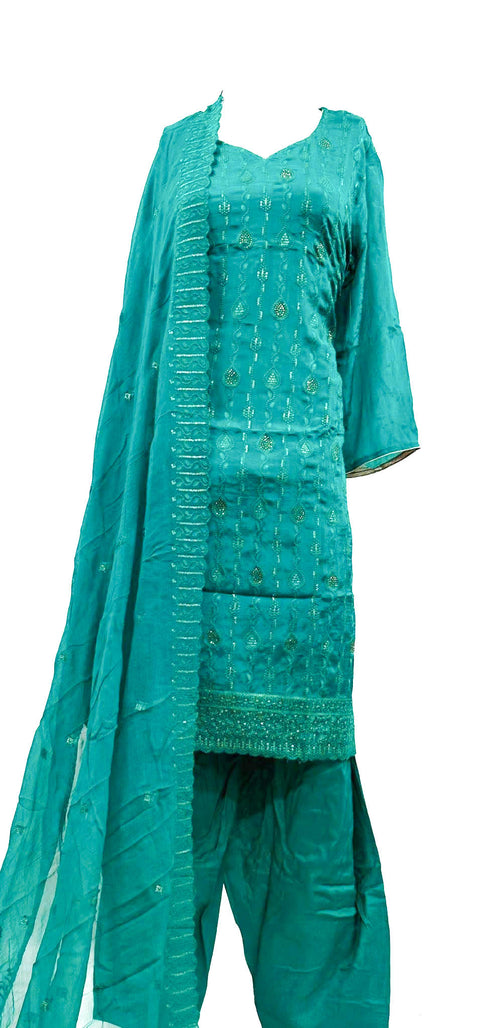 Georgette silk based all over embroidery work salwar suit