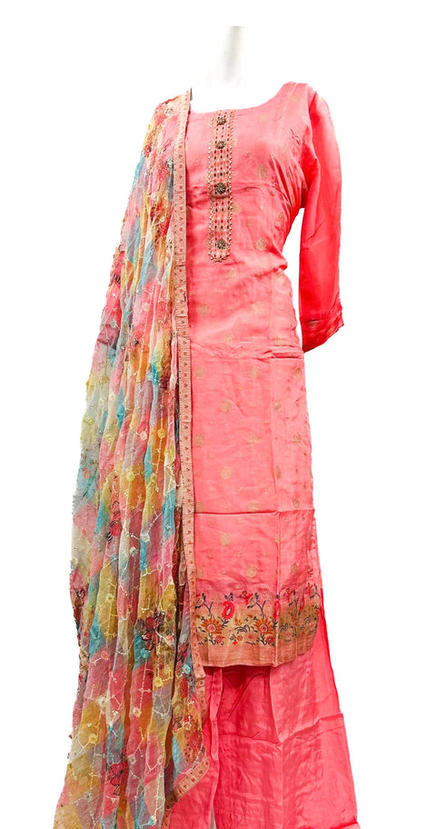Silk based brocade print work with stones Salwar Suit