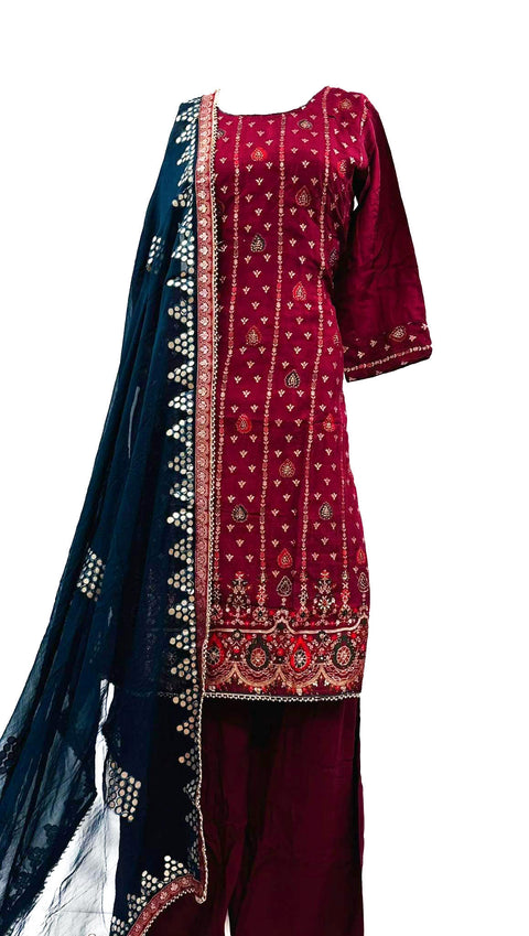 Silk based brocade print work with stones Salwar Suit
