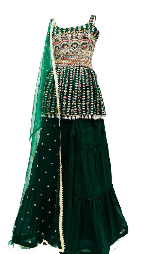 Georgette Based All Over Heavy Embroidery Work Sharara Suit