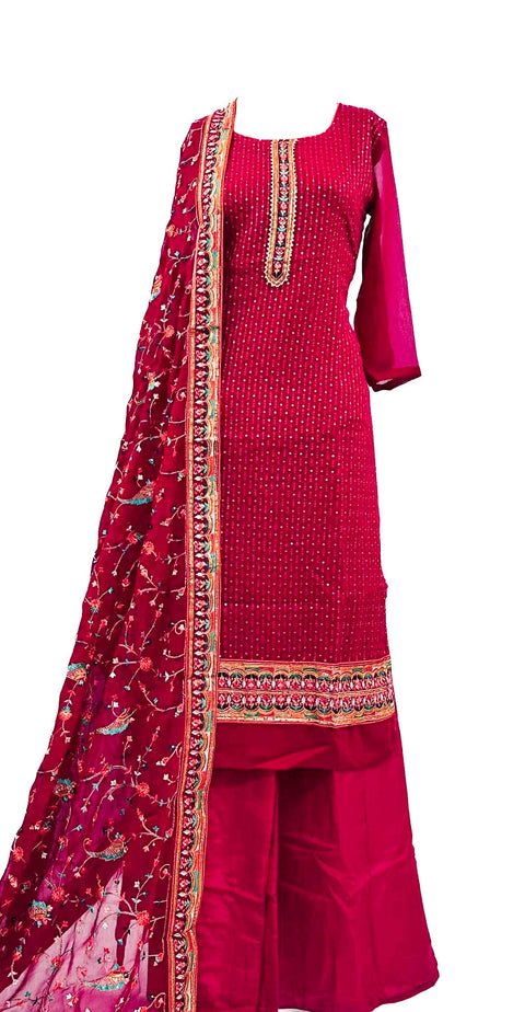 Pure georgette based embroidery work Plazo Suit