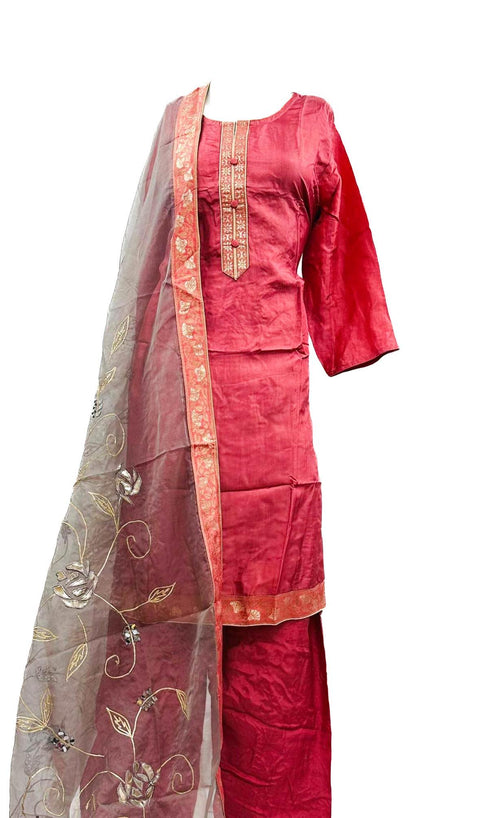 Pure silk based kameez with organza dupatta Salwar Suit